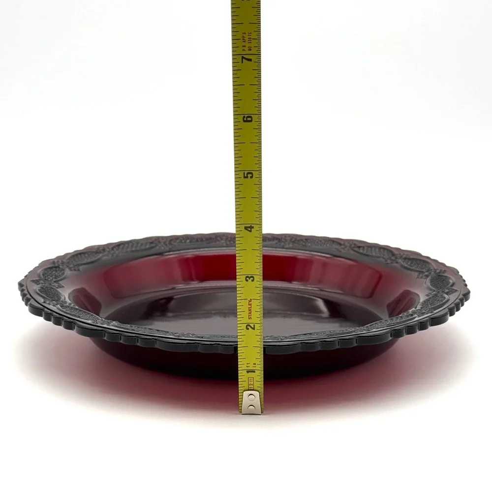 Avon 1876 Cape Cod Collection Pie Plate‎ Server Ruby Red Glass 1992 NIB